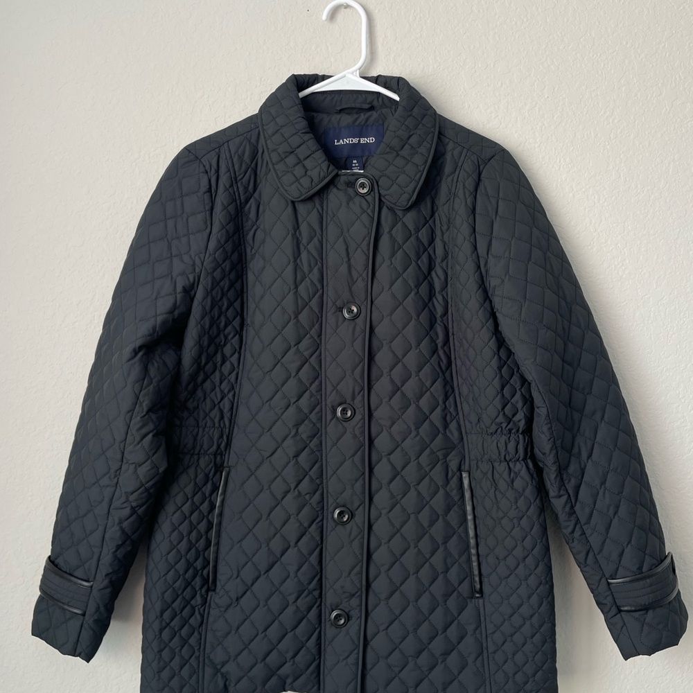 Lands' End Primaloft Black Women's Quilted Coat Size M 10-12
